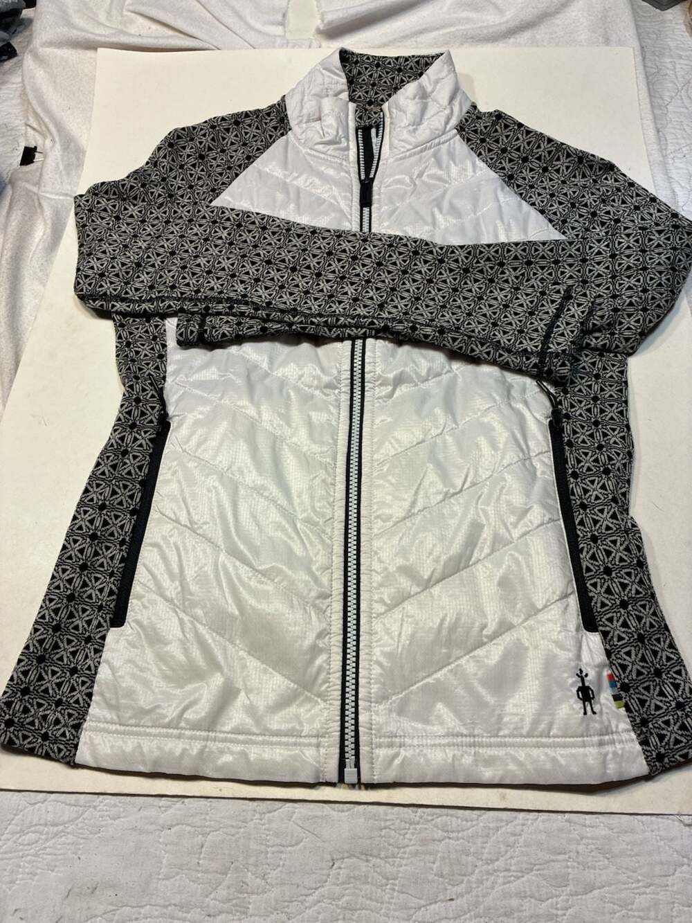 Smartwool Jacket Size M Full Zip Quilted White Patterned